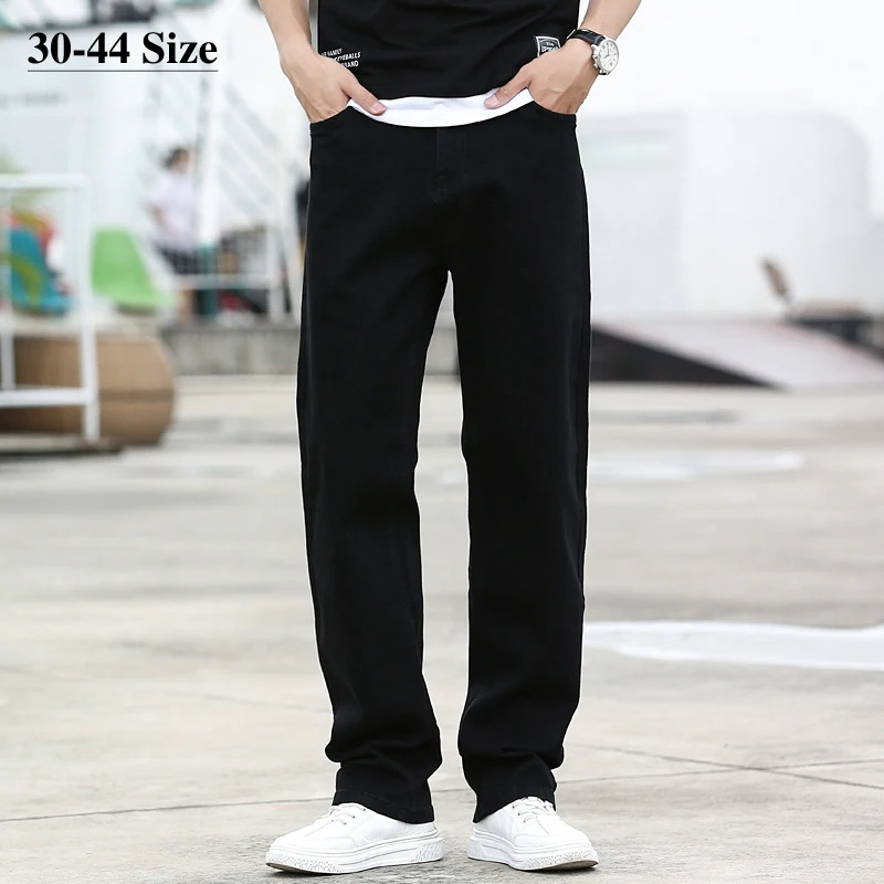 

Джинсы мужские Стрейчевые свободного покроя, классические модные тонкие брюки из денима, черные, большие размеры 40 42 44, лето 2020