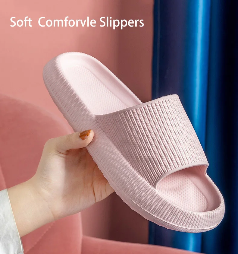 

Men Women Thick Platform Slippers Indoor Bathroom Anti-slip Shoes Summer Beach Eva Soft Sole Slide Sandals Leisure Men Ladies