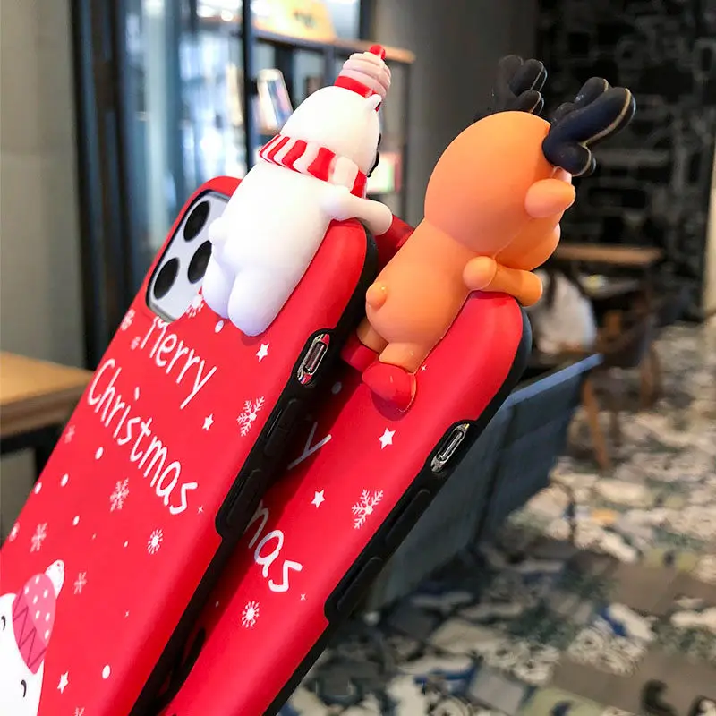 Luxury Christmas Cartoon Deer Case For iPhone 11 Pro Max XR X XS IMD Silicone Matte Cover iphone 7 8 6 S 6S Plus Cases |