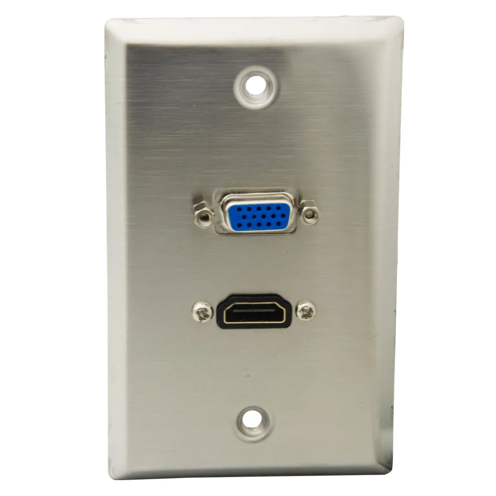 

1 Gang US Style настенная пластина из нержавеющей стали HDMI VGA Female To Female