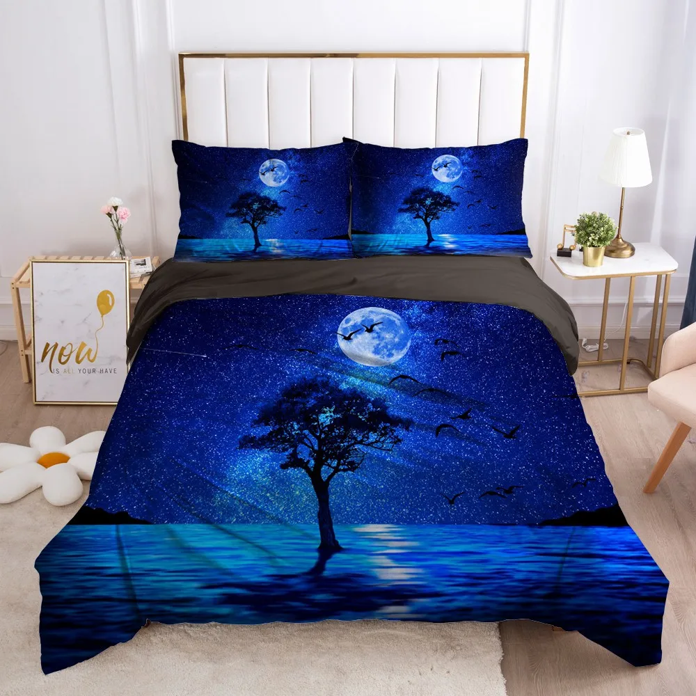 

Landscape Bedding Sets 3D Duvet Cover Set Comforter Cases Pillow Covers Double Twin King Queen Size Gray Custom Bedding Sets