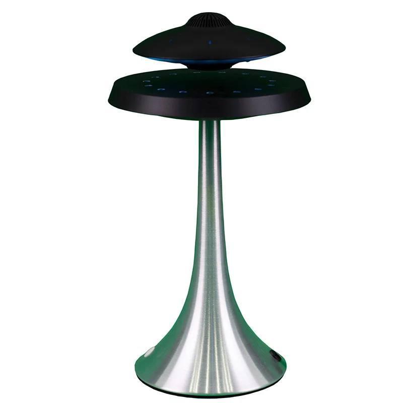 silvery black Новые Смарт Bluetooth колонки UFO Стиль Магнитная подвеска семь цветов светодиодный свет супер бас стерео водонепроницаемый беспроводной зарядки - Цвет: silvery black
