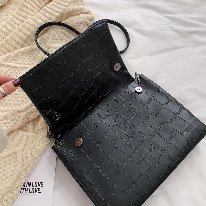 

Vintage Stone PU Leather Envelope Women Crossbody Bags 2021 New Chain Handbags Ladies Shoulder Messenger Bags Female Purses
