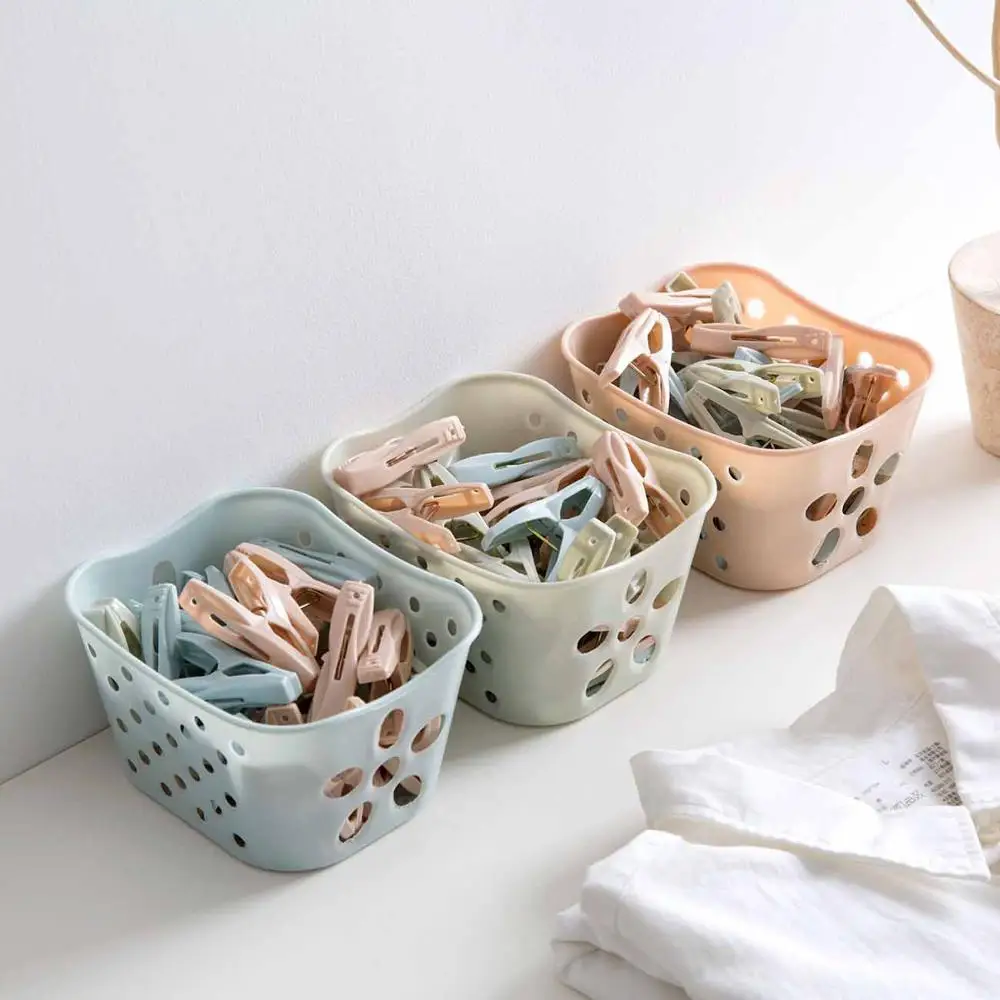 30PCS Plastic Clothes Pegs Laundry Clothespin Storage Organizer Quilt Towel Clips Large Spring With Basket Travel Accessories | Дом и сад