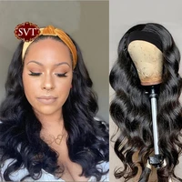 svt headband wig human hair body wave wig for black women 10 28inch wet and wavy glueless wig 180 density scarf headband wig