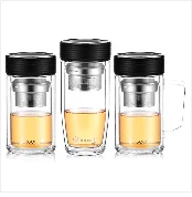 Curge Стекло Чай Кубок кружки с крышкой Чай Infuser стеклянный, с двойными стенками чашка для Кофе бутылка-термос для стакан для воды Стекло бутылка для воды