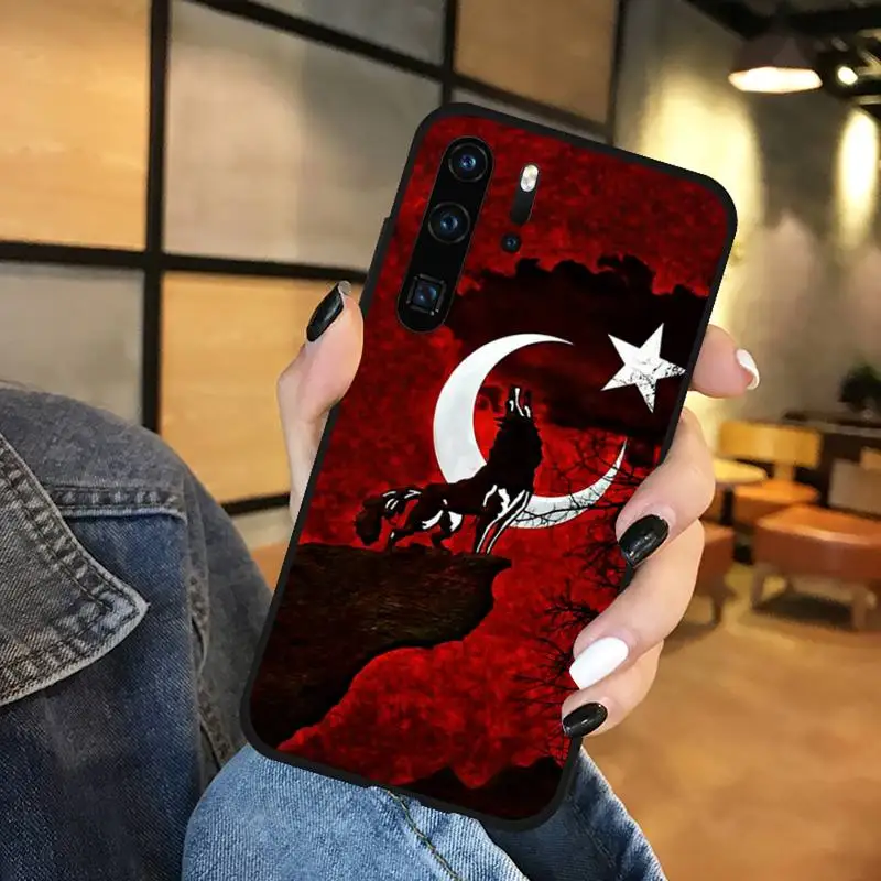 

turkey turkish flag wolf Accessories Phone Case black For Huawei honor Mate mate P 10 9X 10i 20 30 40 y7 lite pro p smart 2019