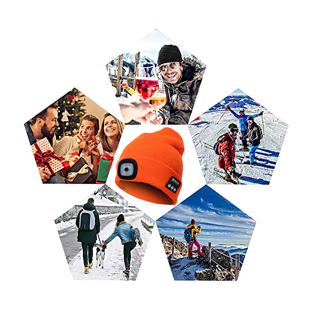 

With Led Light Bluetooth Earphone Music Hat USB Charging Winter Wireless Headphone Cap Headset With Mic Sport Keep Warm Hat