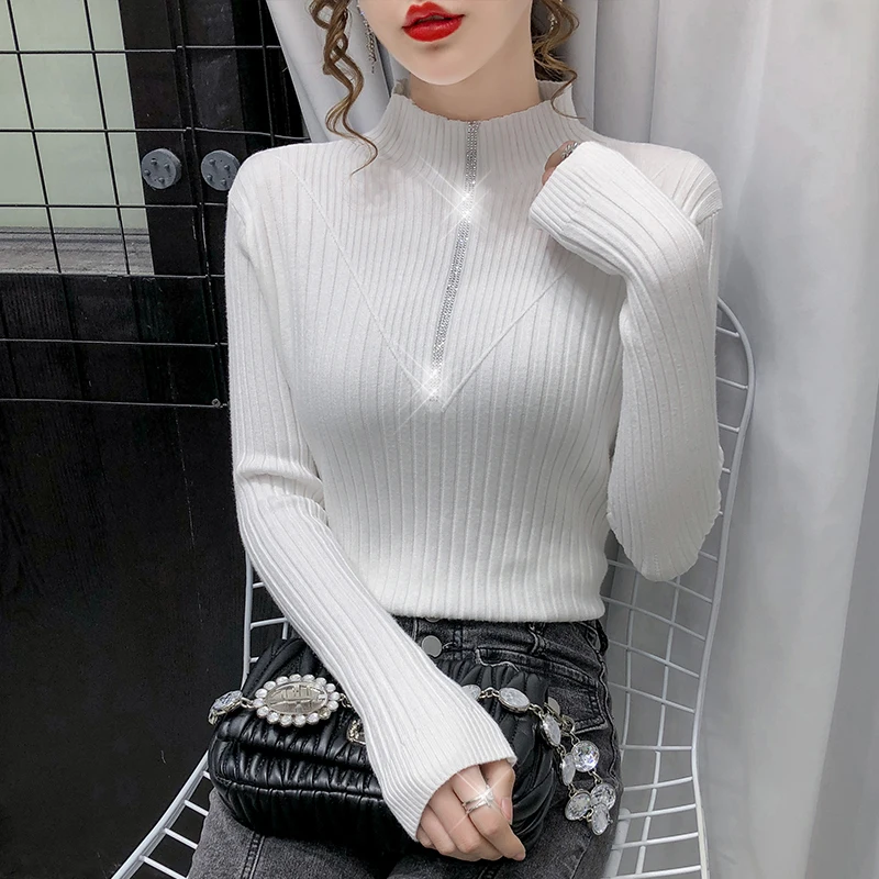 Свитер Весна 2021 Новинка утепленный облегающий свитер в Корейском стиле с высоким