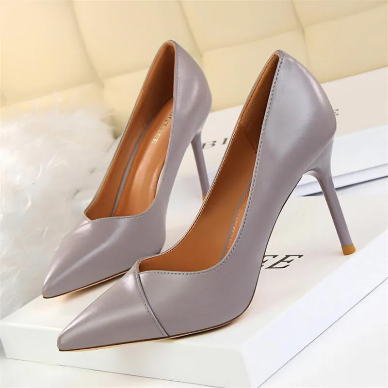 

High quality fashion slim simple professional OL women's shoes with high heel shallow mouth pointed shoes women's high heels
