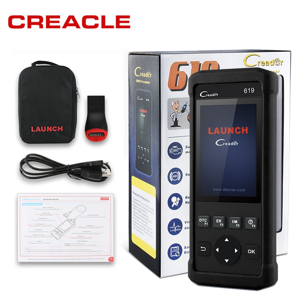 Launch CR619 OBD2 автомобильный сканер ABS SRS подушка безопасности считыватель кодов