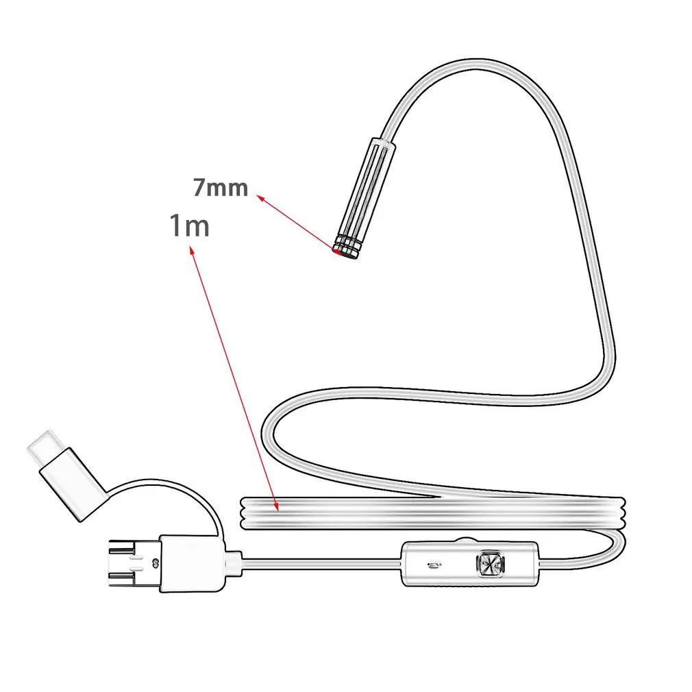 

LESHP 7mm Micro USB Type-c USB 3-in-1 Computer Endoscope Borescope Waterproof Micro USB Camera Inspection Tube 1/1.5/2/3.5/5M