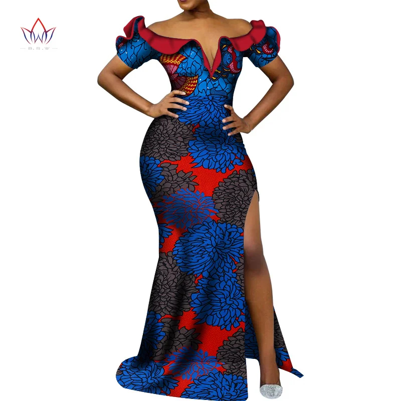 3 Vetement Femme Dashiki, африканские платья с v-образным вырезом для женщин, повседневные Свадебные вечерние африканские платья с коротким рукавом, Анкара, длинное платье swy5297 - Цвет: 3
