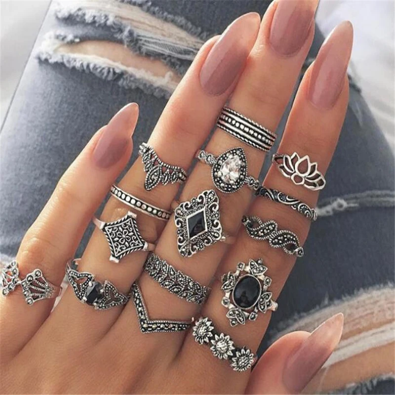 15 шт./компл. богемный ретро Хрустальный цветок листья полый Лотос драгоценный