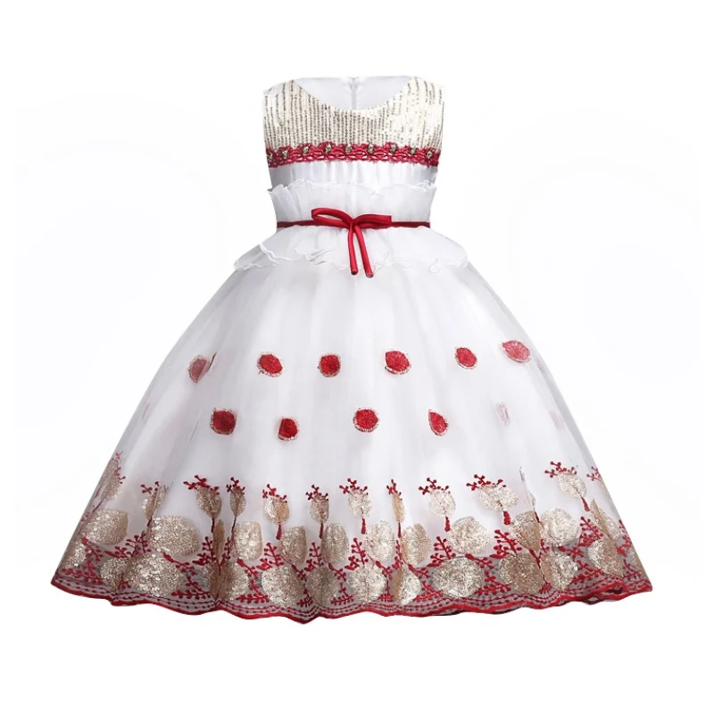 New Kids Girl Princess Dress Wedding Party Lace Sequins Embroidery Gauze Photographing Big Bow Clothes Ball Gown | Детская одежда и