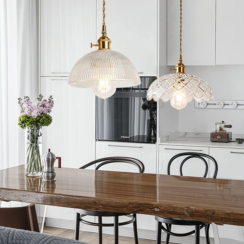 ZeroUNO-Lámpara de cristal colgante para decoración del hogar, accesorios de cobre y latón para cocina, comedor, restaurante, E27