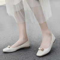 2020 summer new flat fashion casual soft bottom leather shoes wild square head shallow mouth single shoes female x165