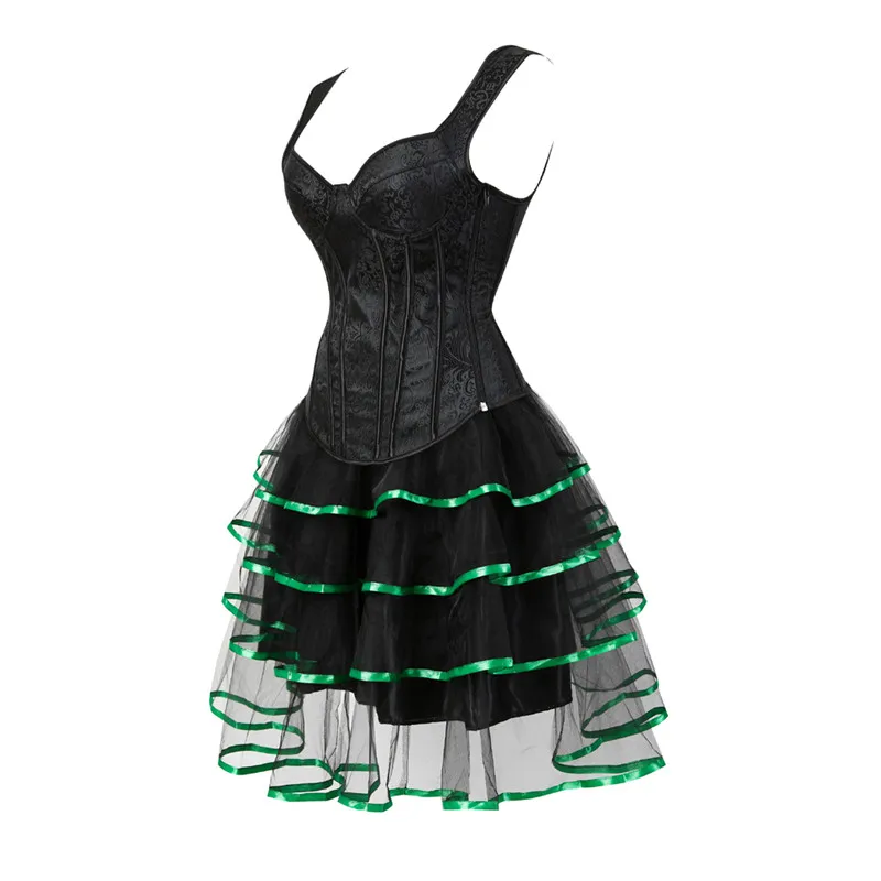 

Sapubonva корсет платья Бюстье сексуальная женская готическая парча tutu skrits с бретельками на молнии костюм платья винтажные красный korsett 6XL