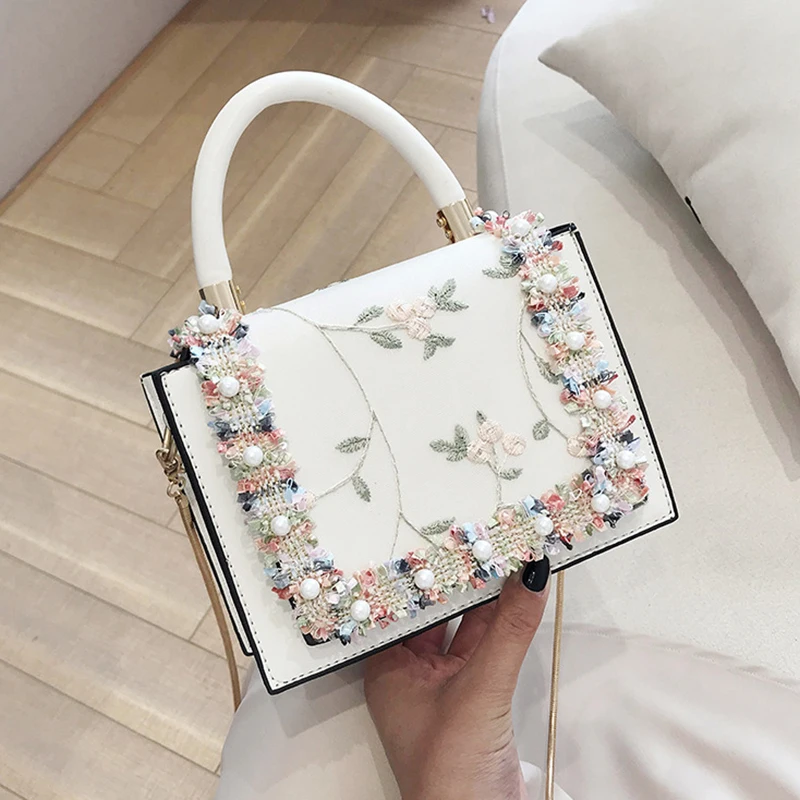 Женская сумка с кружевными цветами 2020 маленькая цветочной вышивкой из
