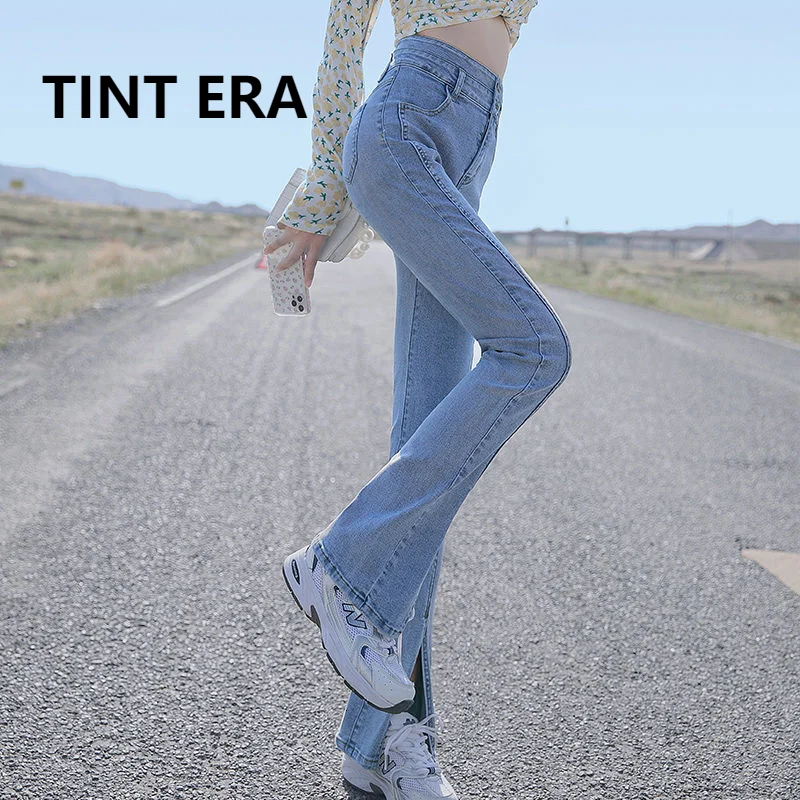 

Женские джинсы с разрезами TINT ERA, черные узкие брюки с высокой талией и широкими штанинами, Y2K, в Корейском стиле, 2021