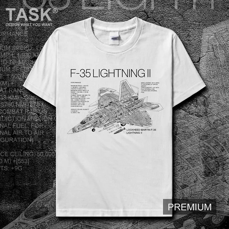 USAF F35 Lightning II Stealth Fighter Printed Men's T-Shirt Summer Cotton Short Sleeve O-Neck Unisex T Shirt New S-3XL images - 6