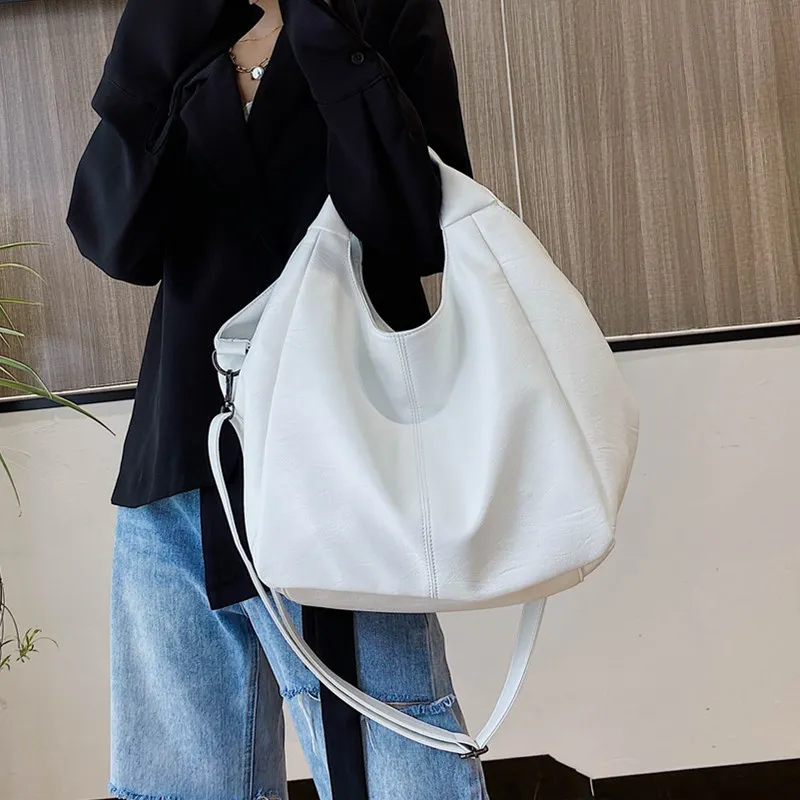 

Big Leather Hobo Bag Luxury Women Brand Tote Handbag Korean Style Shoulder Half Moon Bags Lady Large Crossbody Shopper Bag Grand