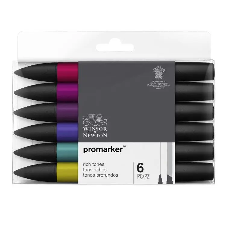 Профессиональный маркер WINSOR& NEWTON, 6/12 цветов, двухсторонняя(с круглым носком и косой) ручка для рисования, маркер, товары для рукоделия