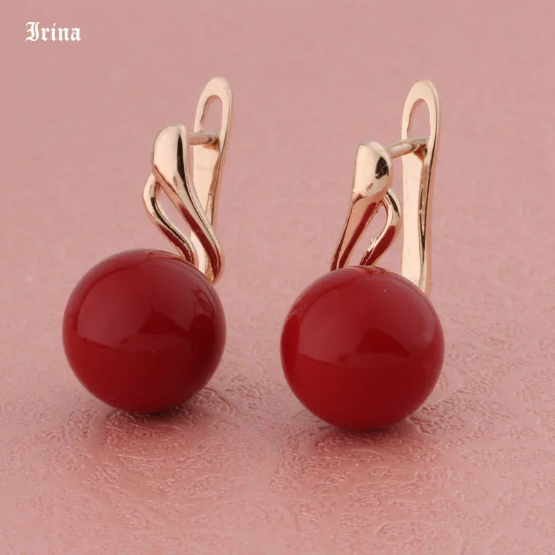 Женские серьги из розового золота 585 пробы роскошные подвески с жемчугом в виде