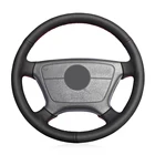 Натуральная кожа черного цвета, сшитая вручную, для Mercedes-Benz W210 E-Class E200 чехол рулевого колеса автомобиля 240 280 320-1995 W140, 2002