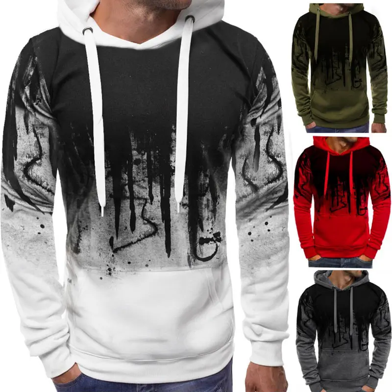 Свитшот мужской с принтом хлопковая уличная одежда повседневные худи