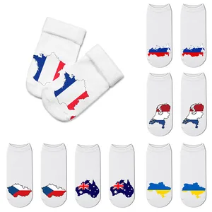 Модные женские носки, носки с национальным 3D-принтом и флагом, хлопковые короткие носки, носки унисекс, забавные креативные носки для женщин