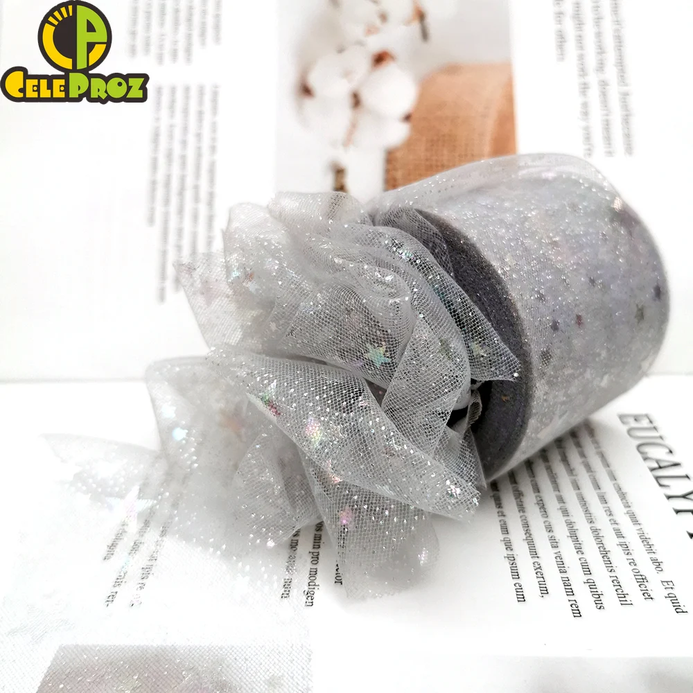 25 ярдов 6 см звезда тюль рулон мягкая Радужная сетка лента DIY ручной работы