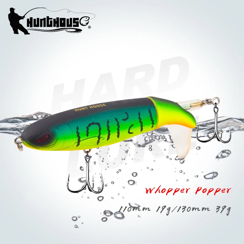Hunthouse Whopper Plopper поплавок приманки для рыбалки мягкие вращающийся хвост 90 мм 130 ABS