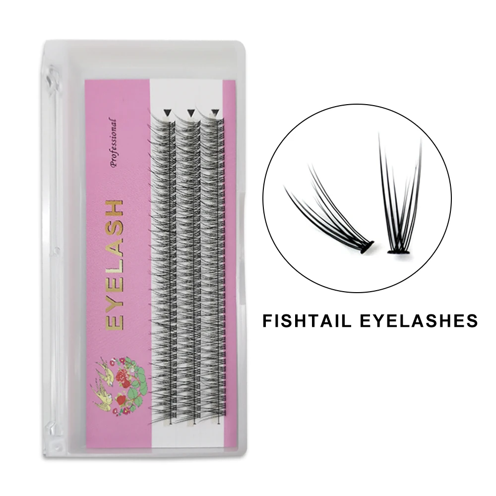 

AINIFLY Popular Fishtail Type Fashion Dovetail Eyelash Two Long Middle Short False Lash Premade Fans Individual Mink Eyelashes