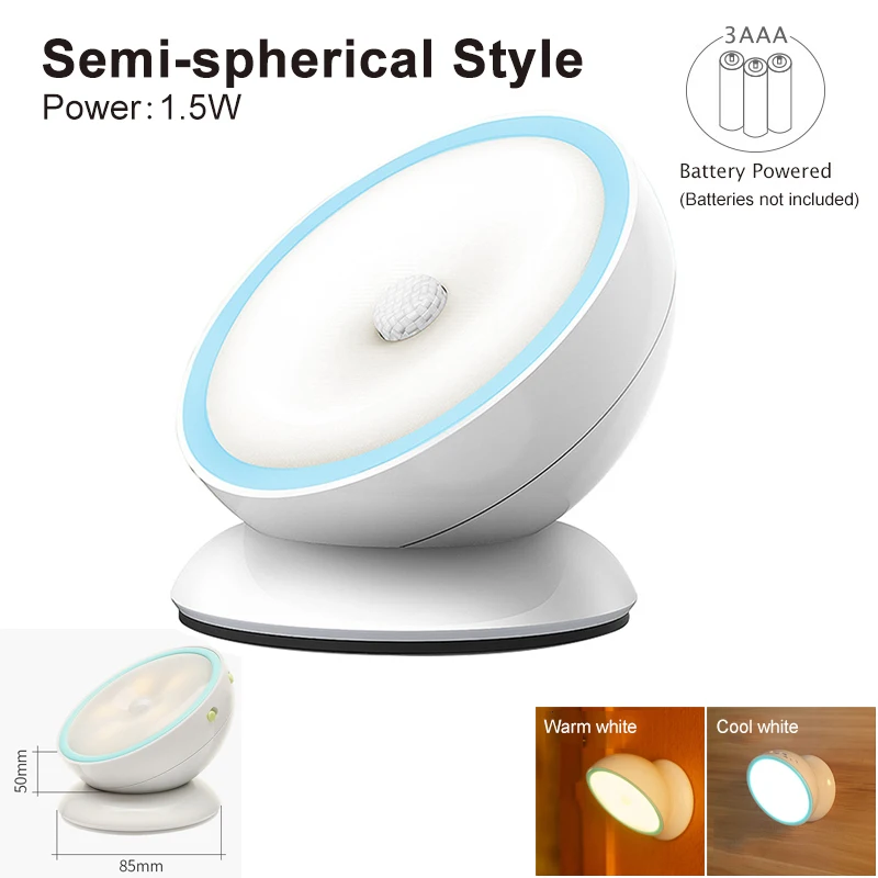 Semi-spherical style Светодиодный ночник 360 градусов вращения НЛО сенсор управление батарея ночник для детей гостиная спальня освещение ZYD0004 - Испускаемый цвет: Semi-spherical style