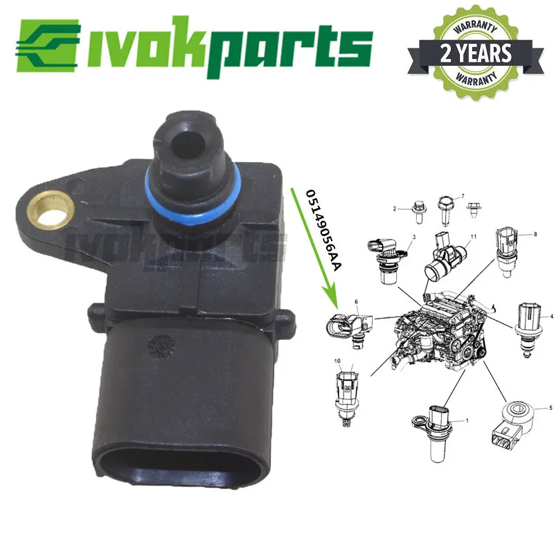 Коллектор абсолютного давления датчик для Dodge Калибр неоновый SRT-4 2.4L L4 05149056AA 5149056AA