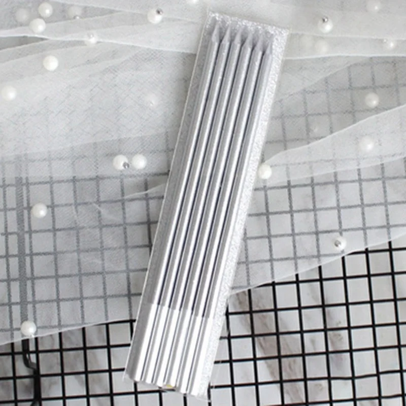 Золотая длинная свеча-карандаш для торта 6 шт. безопасное пламя детский день