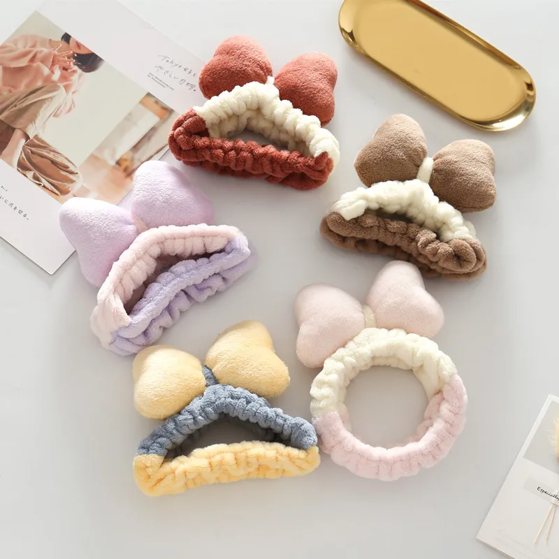

Cute Big Bow Hair Band Color Matching Elastic Hair Tie Women's Hair Band Wash Face Makeup Mask headdress Hair Accessories
