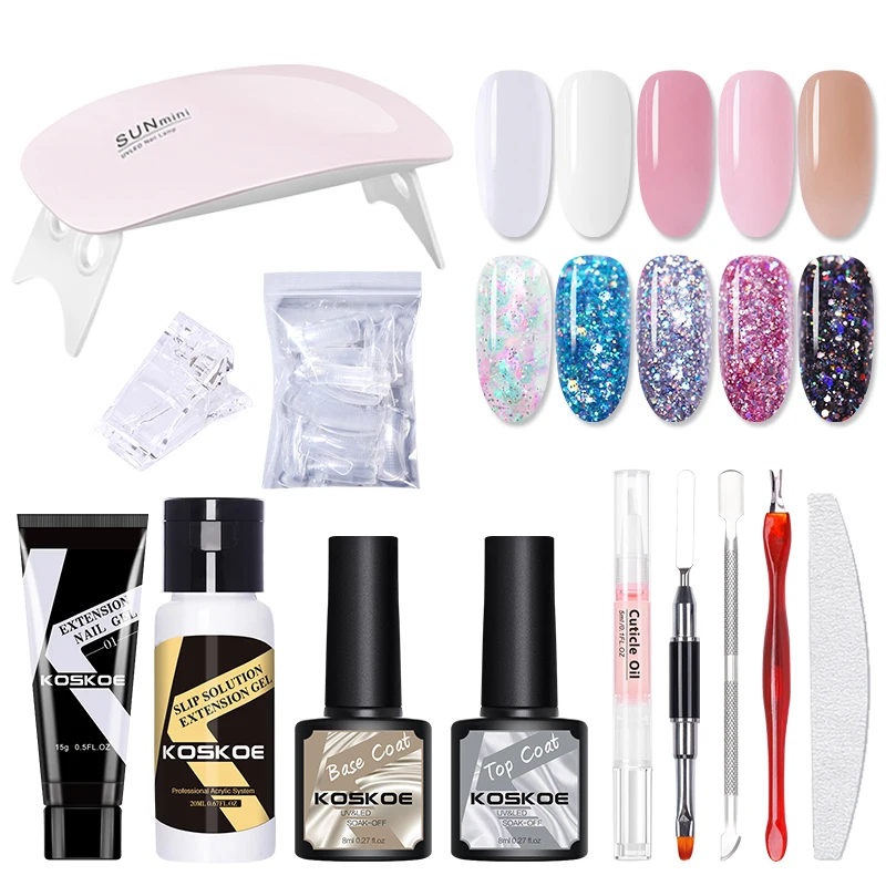 Набор для наращивания ногтей KOSKOE ультрафиолетовая светодиодная лампа блеск