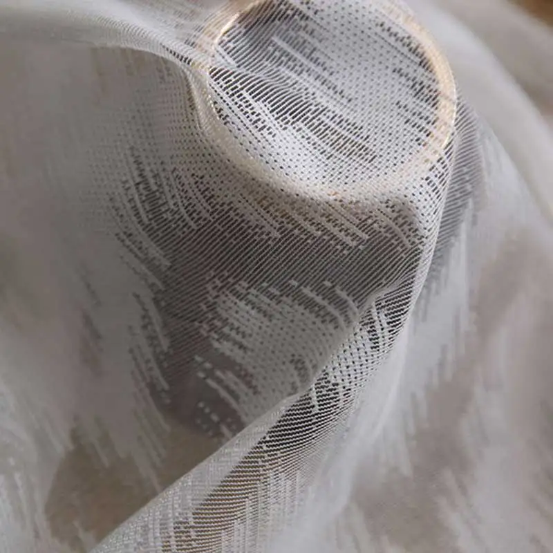 Luxury Wave Stripe Tulle Window Curtain For Livingroom White Sheer Voile Bedroom Jacquard Fabric Kitchen | Дом и сад