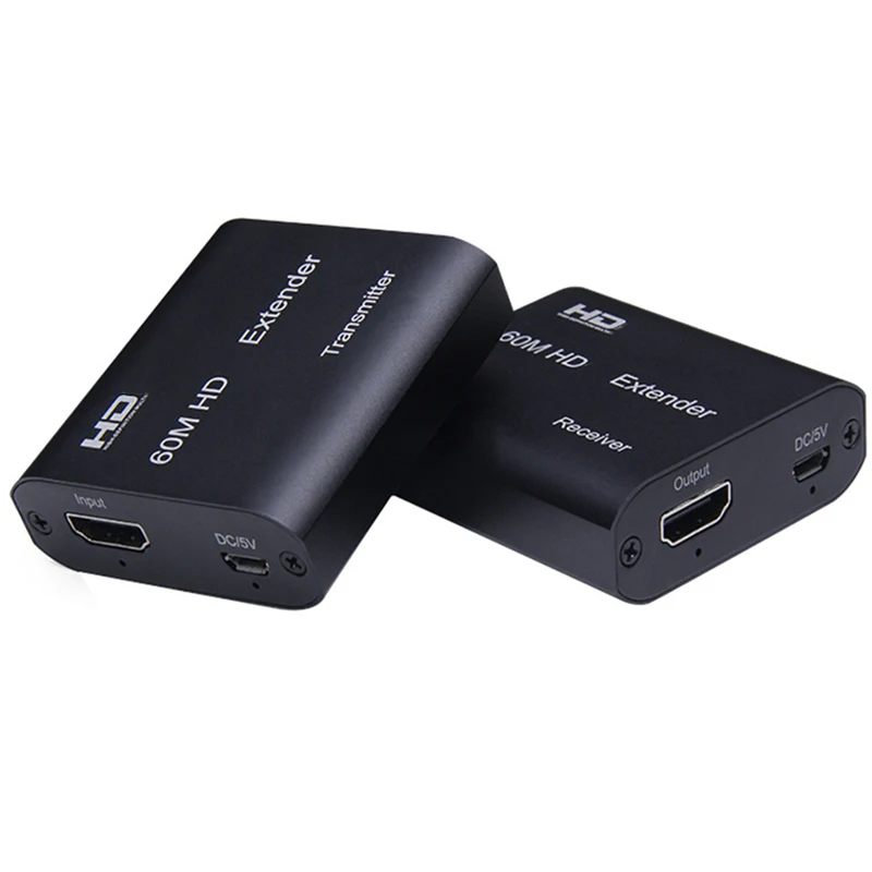 1 Pair HDMI-compatible to RJ45 Extension Transmitter Receiver Adapter 4K HD 60M Extender Over Ethernet CAT 5E/6 for PS4 HDTV PC