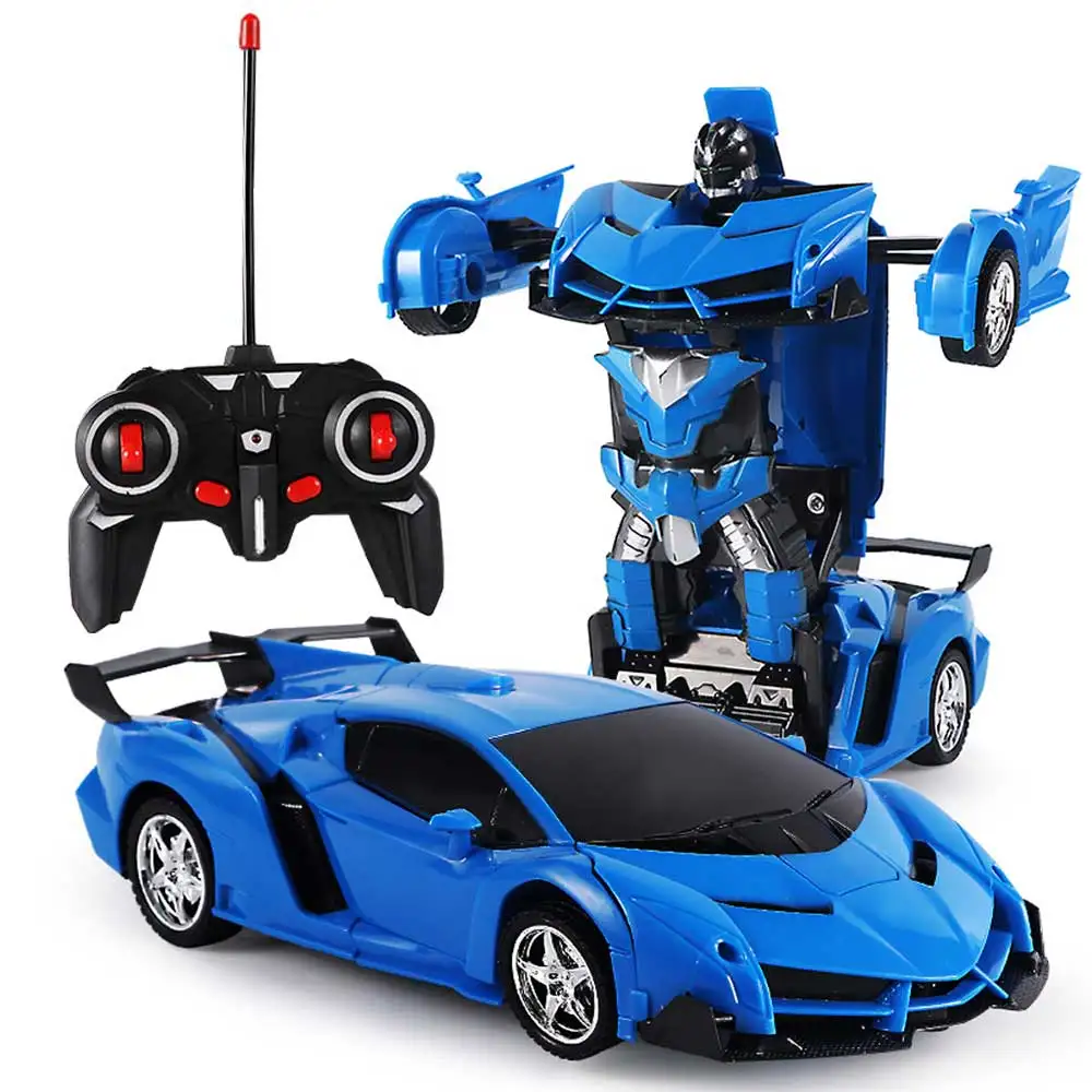 Синий Деформационная машинка, детские игрушки, 2 в 1, RC, Полицейская игрушка, машинка, трансформация, роботы, Спортивная модель автомобиля, роботы, игрушки, Рождественский подарок для мальчика - Цвет: Синий