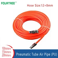 10m 15m 20m pneumatic pipe air pump trachea compressor hose with connector straight high pressure flexible pu gun 12x8mmtube