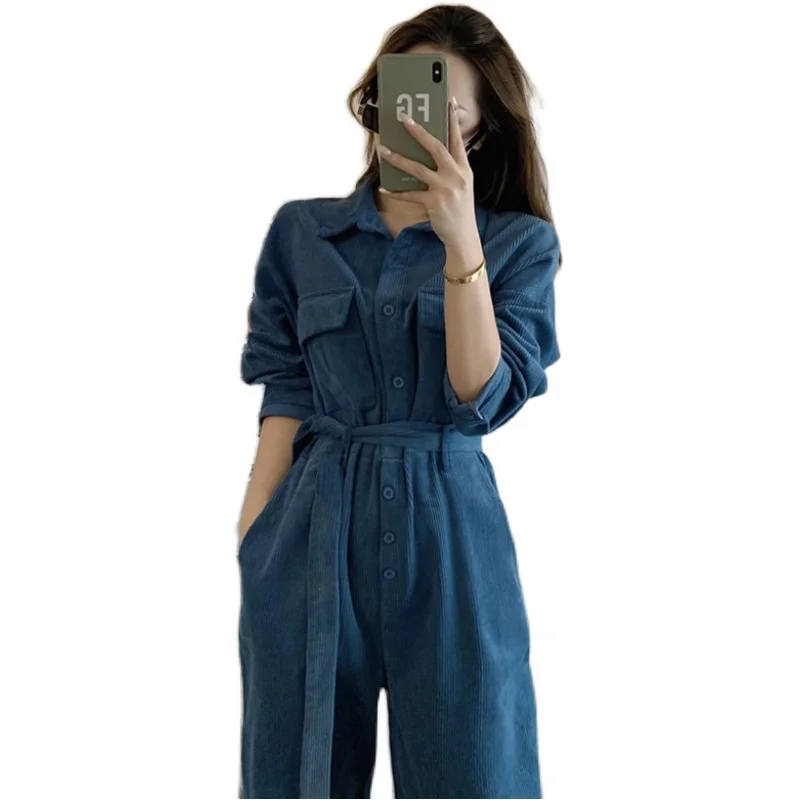 

New Oversize Long Sleeve Wide Leg Long Loose Jumpsuit Women Jumpsuits Rompers Summer Casual Pocket Overalls Loose Playsuit