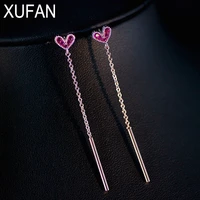 fashion pink zircon heart earrings for women long tassel earrings party jewelry fashion jewelry gift birthday wedding