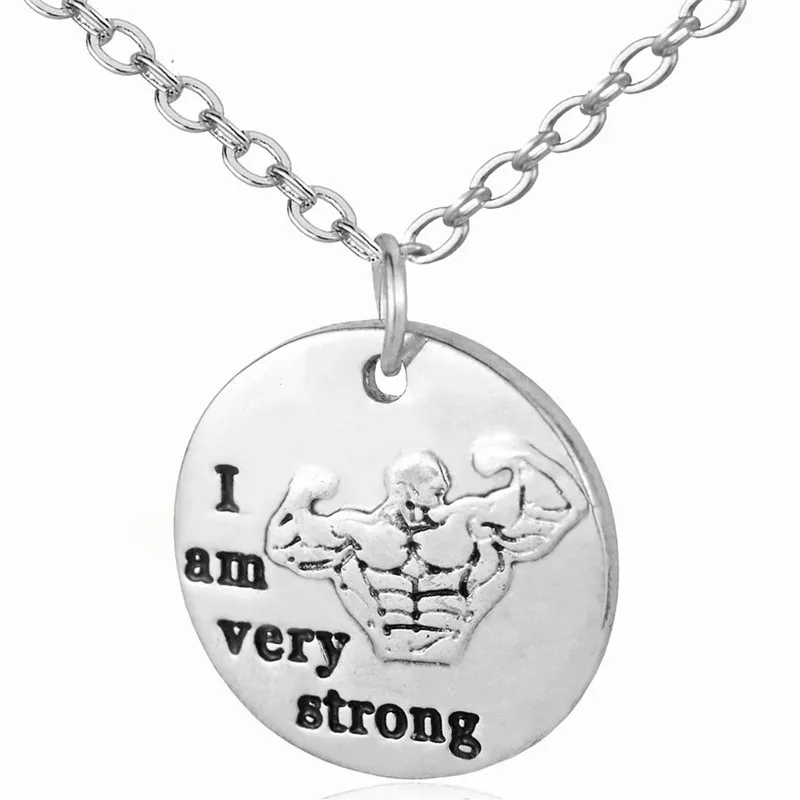 Кроссфит сообщение кулон ожерелье тренировки тренажерный зал я очень сильный