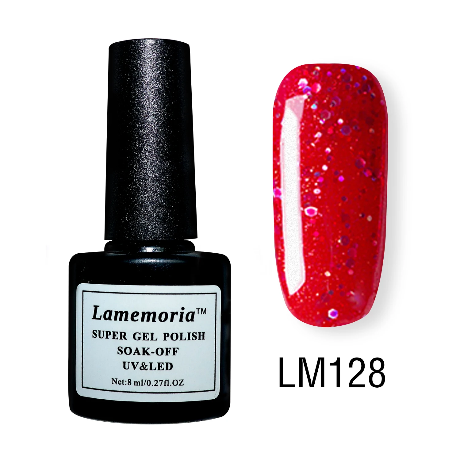 LM128 Lamemoria 8 мл голографический Блестящий Гель-лак для ногтей Блестящие Блестки УФ-гель лак лазер замочить от УФ гель для ногтей маникюр Базовое покрытие - Цвет: LM128