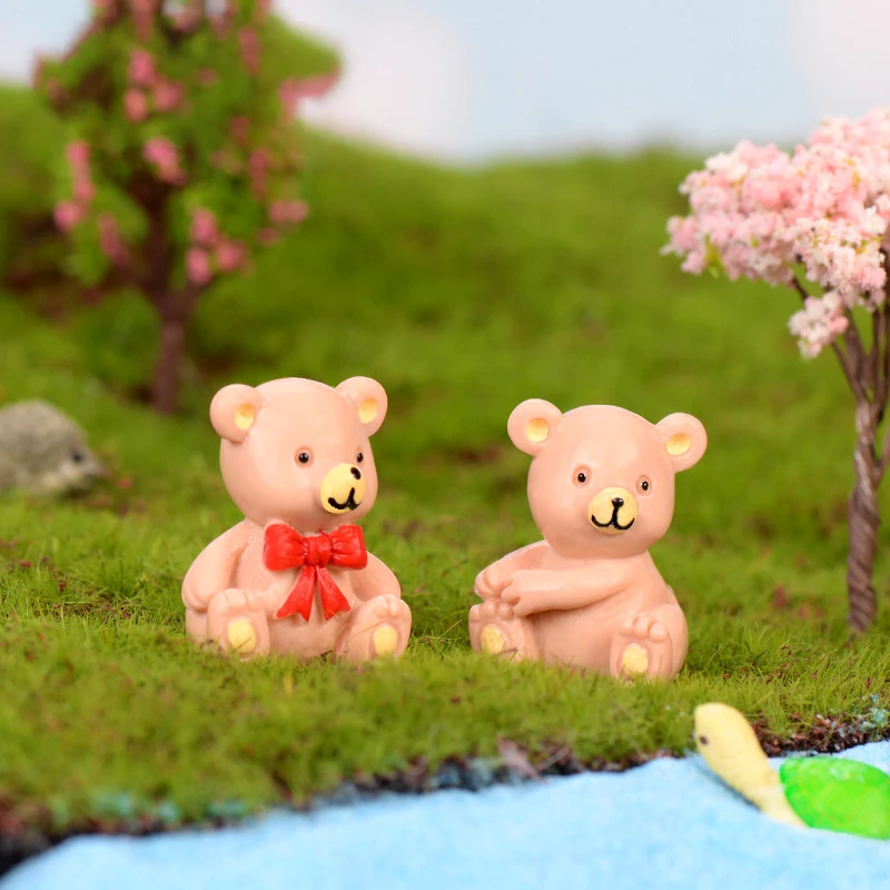 Милый медвежонок из смолы черный эльф Ремесло Украшение для сказочного сада