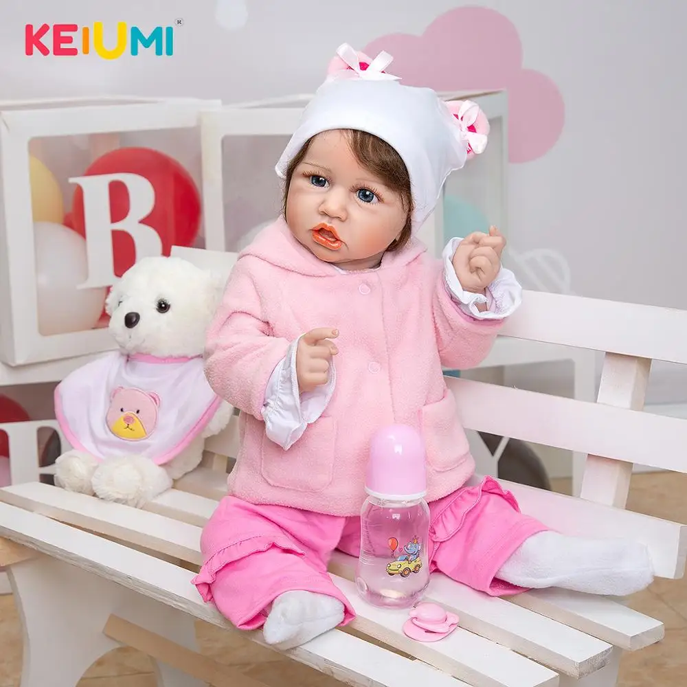 

KEIUMI 57 CM Dress Up Doll Baby Toddler Reborn Baby Doll Full Body Silicone Rooted Fiber Hair For Chiritmas Chirldren's day Gift