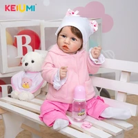keiumi 57 cm dress up doll baby toddler reborn baby doll full body silicone rooted fiber hair for chiritmas chirldrens day gift